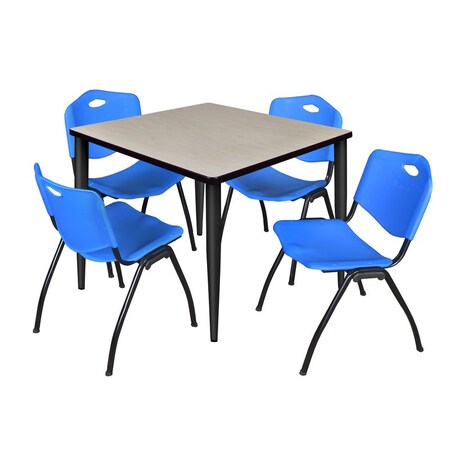 Regency Kahlo Square Table & Chair Sets, 36 W, 36 L, 29 H, Wood, Metal, Plastic Top, Maple TPL3636PLBK47BE